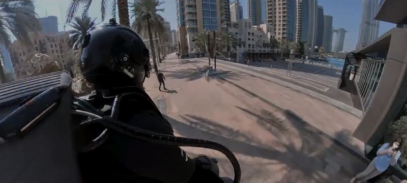 Jetman Richard Browning pauses to take in the Downtown Dubai view.