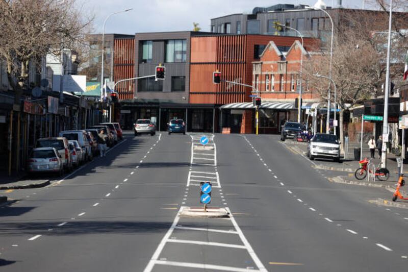 A quiet Ponsonby Road on August 24, 2021, in Auckland. Getty