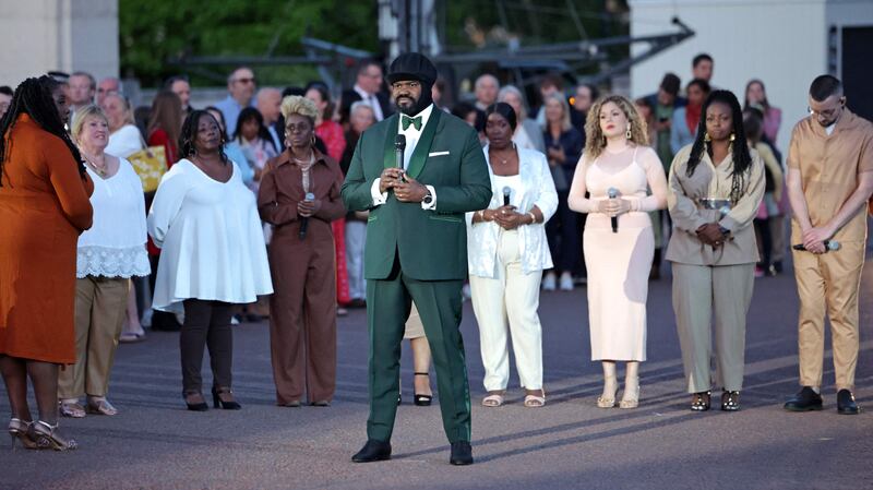 US singer Gregory Porter performs at a special ceremony for the lighting of the principal beacon at Buckingham Palace in London on June 2, 2022, as part of Queen Elizabeth II's Platinum Jubilee celebrations. AFP