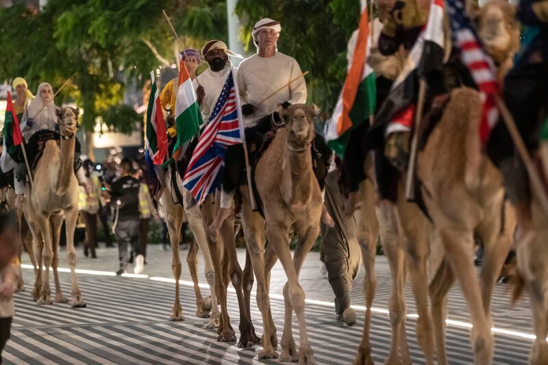 Camel trekkers from 21 countries arrive at Expo 2020 Dubai. Photos Antonie Robertson / The National