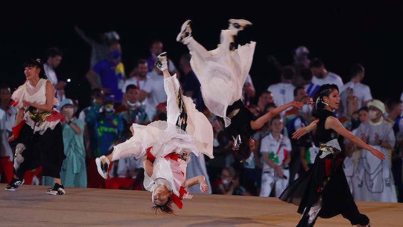 Performers take part in the closing ceremony.