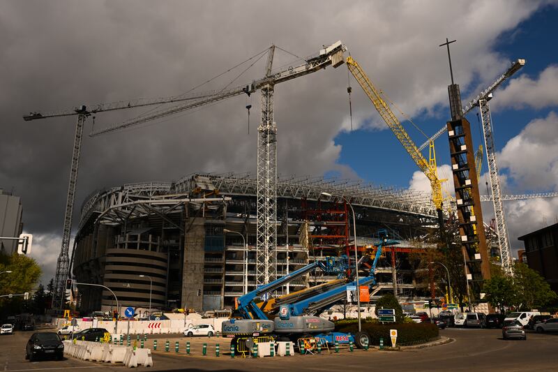 Construction work at the Santiago Bernabeu Stadium in April. Getty