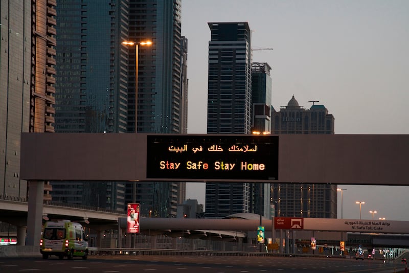 Dubai residents are advised to stay home and stay safe. AP Photo