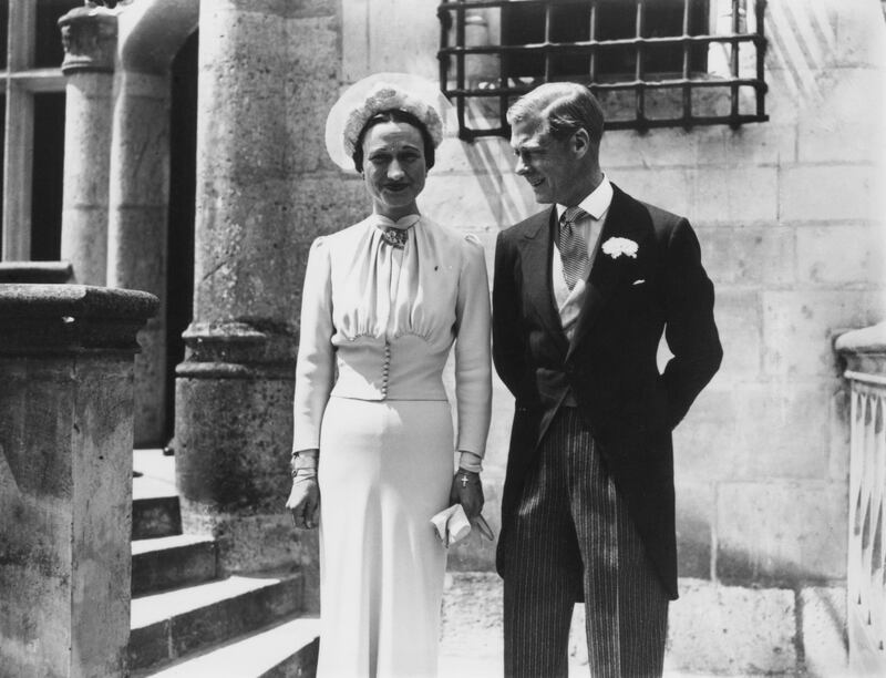The Duke of Winsdor (1894 - 1972) marries Wallis Warfield Simpson (1896 - 1986) at the Chateau de Conde, France. (Photo by Central Press/Hulton Archive/Getty Images)