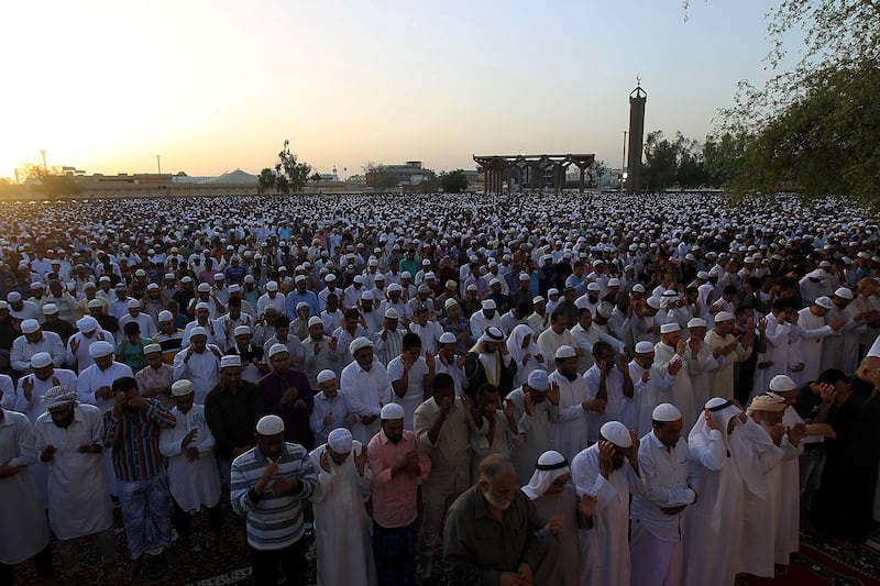Dubai, June, 15, 2018: Thousands gather at the Eidgah in Deira to offer Eid Prayers in Dubai. Satish Kumar for the National 
