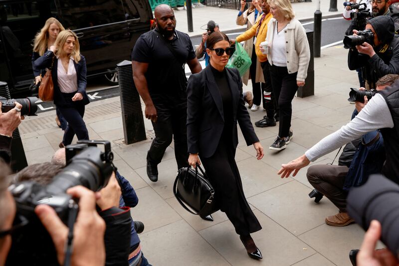 Rebekah Vardy arrives at the Royal Courts of Justice in London, where she is suing Coleen Rooney for libel over a social media post. Reuters