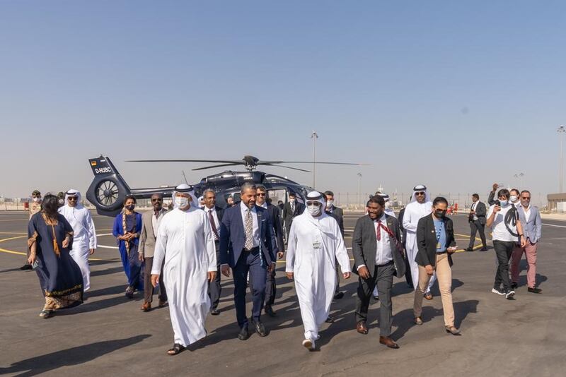 Sheikh Ahmed bin Saeed, chairman of Dubai Civil Aviation Authority, pictured at Dubai Helipark on Tuesday.