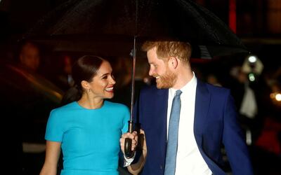 FILE PHOTO: Britain's Prince Harry and his wife Meghan, Duchess of Sussex, arrive at the Endeavour Fund Awards in London, Britain, March 5, 2020. REUTERS/Hannah McKay/File Photo/File Photo