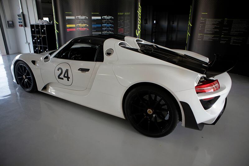 February 7, 2013 (Abu Dhabi) The new Porsche 918 Spider takes a few spins around the Yas Island F1 race track in Abu Dhabi February 7, 2013. (Sammy Dallal / The National)