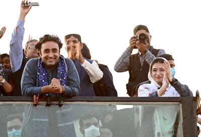 Pakistan People's Party Chairman Bilawal Bhutto during an anti-government long march in Khanewal, Pakistan, in March last year. EPA