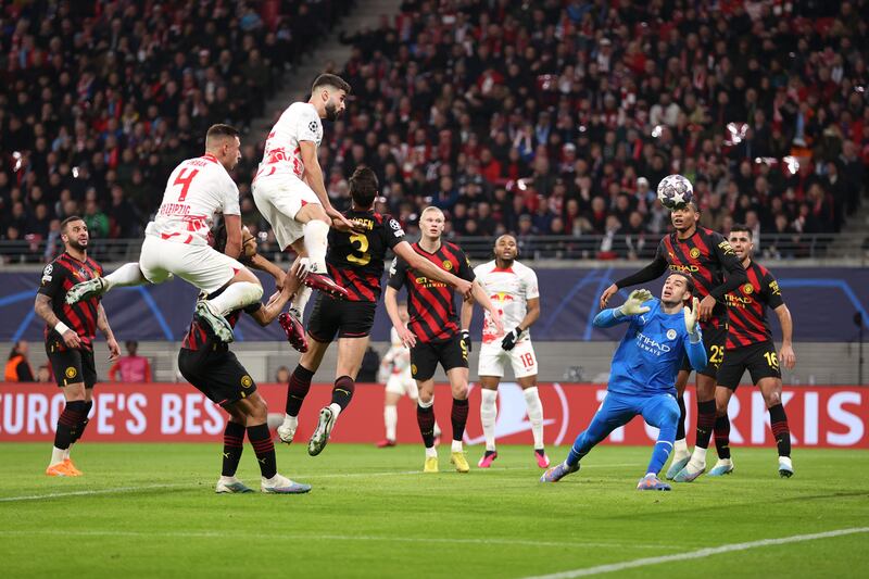 MAN CITY RATINGS: Ederson 7: A complete spectator until brink of half-time when he comfortably saved a Werner strike. Good save from Silva in 62nd minute and Szoboszlai soon after. Left in no man’s land by fine cross for Leipzig goal. Getty
