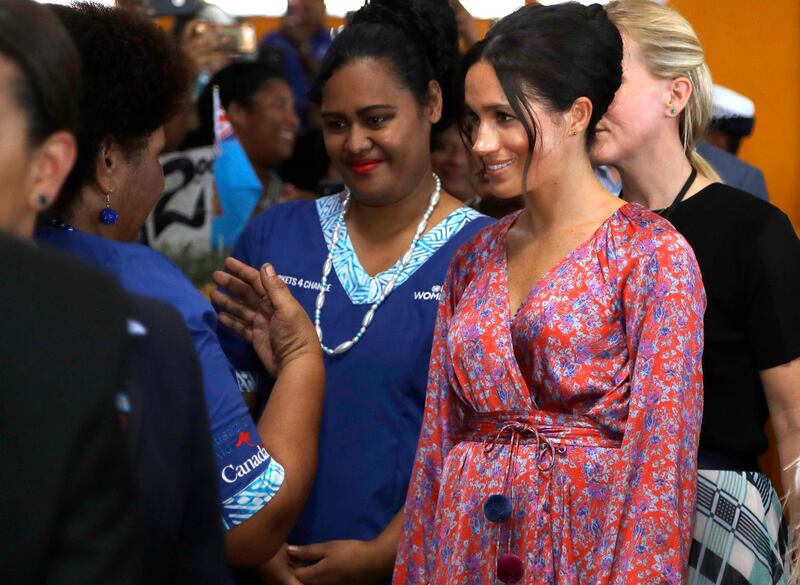 Meghan Markle visits a market on October 24, 2018 in Suva, Fiji. Getty Images