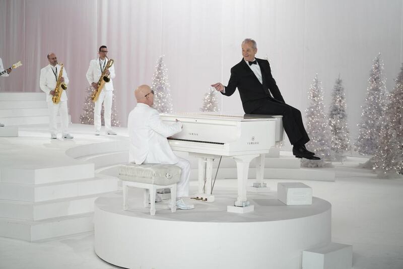 Musician Paul Shaffer and Bill Murray entertain and dazzle in the star-studded, old-school holiday special, A Very Murray Christmas. Ali Goldstein / Netflix