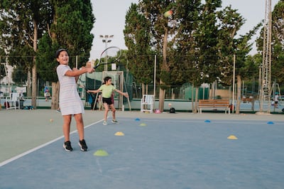 Young players at Monastir Tennis Club, where Ons Jabeur's success and her endearing personality have grown the popularity of the sport. Erin Clare Brown / The National