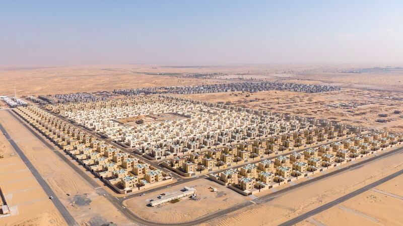 AL SUYOH, SHARJAH - January 24, 2021: A general view of the Al Suyoh residential housing complex, part of the HH Sheikh Khalifa bin Zayed Al Nahyan, President of the UAE Housing Initiative. 

( Omar Alawadi / Ministry of Presidential Affairs )​
---