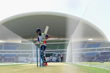 ABU DHABI, UNITED ARAB EMIRATES - OCTOBER 11: Moeen Ali of England bats during a nets session at Zayed Cricket Stadium on October 11, 2015 in Abu Dhabi, United Arab Emirates. (Photo by Gareth Copley/Getty Images)