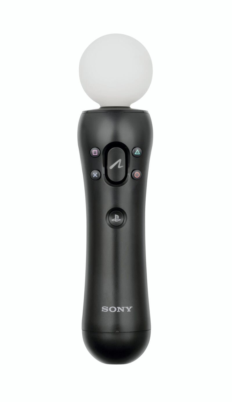 The PlayStation Move controller. A motion-sensing controller for the PlayStation 3 and PlayStation 4, needs to be used in conjunction with the PS Eye or PS4 Camera. Wikipedia Commons