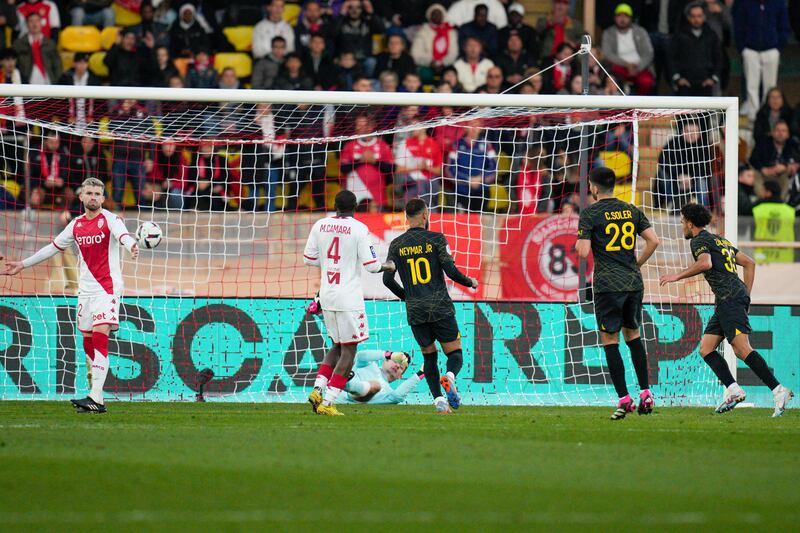 PSG's Warren Zaire-Emery scores his side's only goal. AP