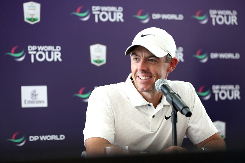 Rory McIlroy at a press conference during the DP World Tour Championship Rolex Pro-AM. Getty
