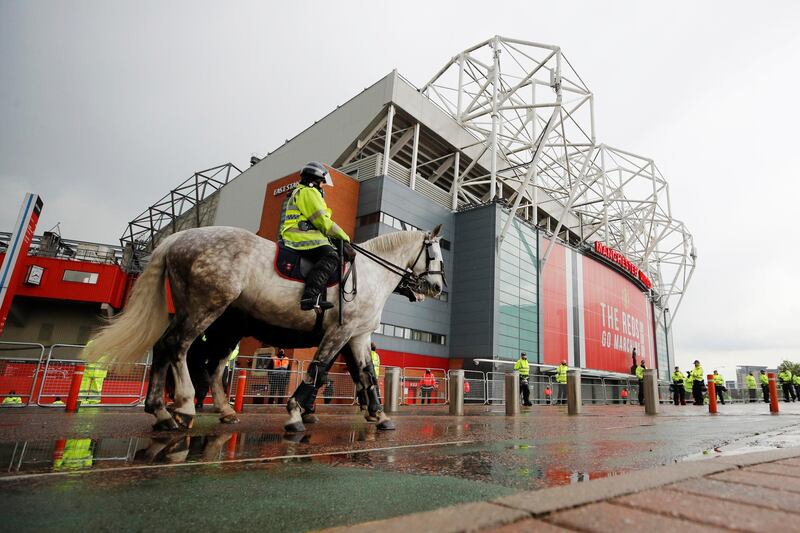 Police officers outside Old Trafford on Thursday. Reuters