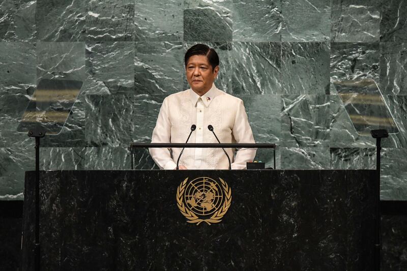 President Ferdinand 'Bongbong' Marcos Jr addresses the UN General Assembly. AFP