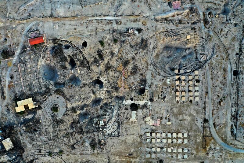 An aerial view of the abandoned Ein Gedi resort that was destroyed by the formation of sinkholes as the Dead Sea water level dropped.