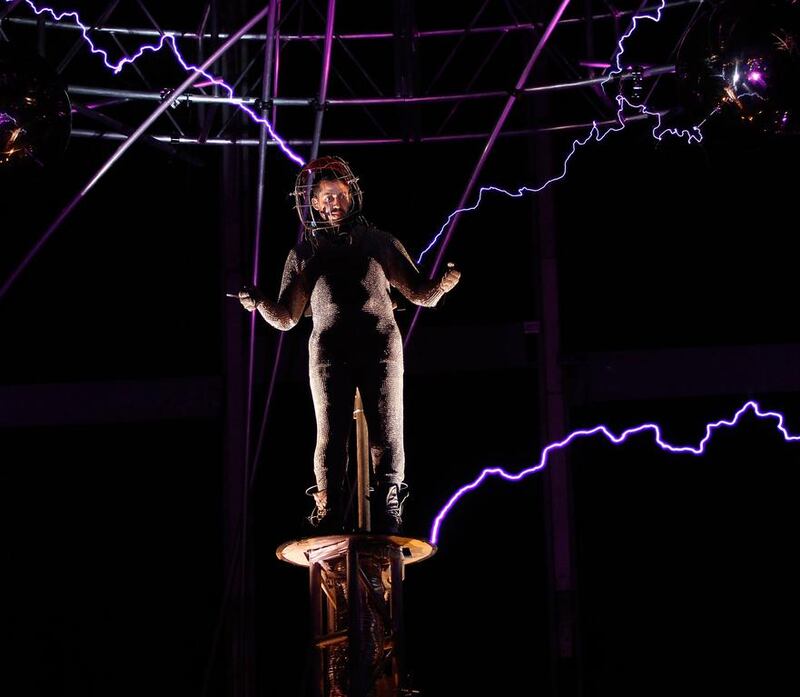 David Blaine performs Electrified: 1 Million Volts Always On. Laura Cavanaugh / Getty Images / AFP