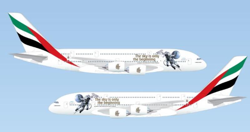 The new space livery on the Emirates A380. Courtesy Emirates