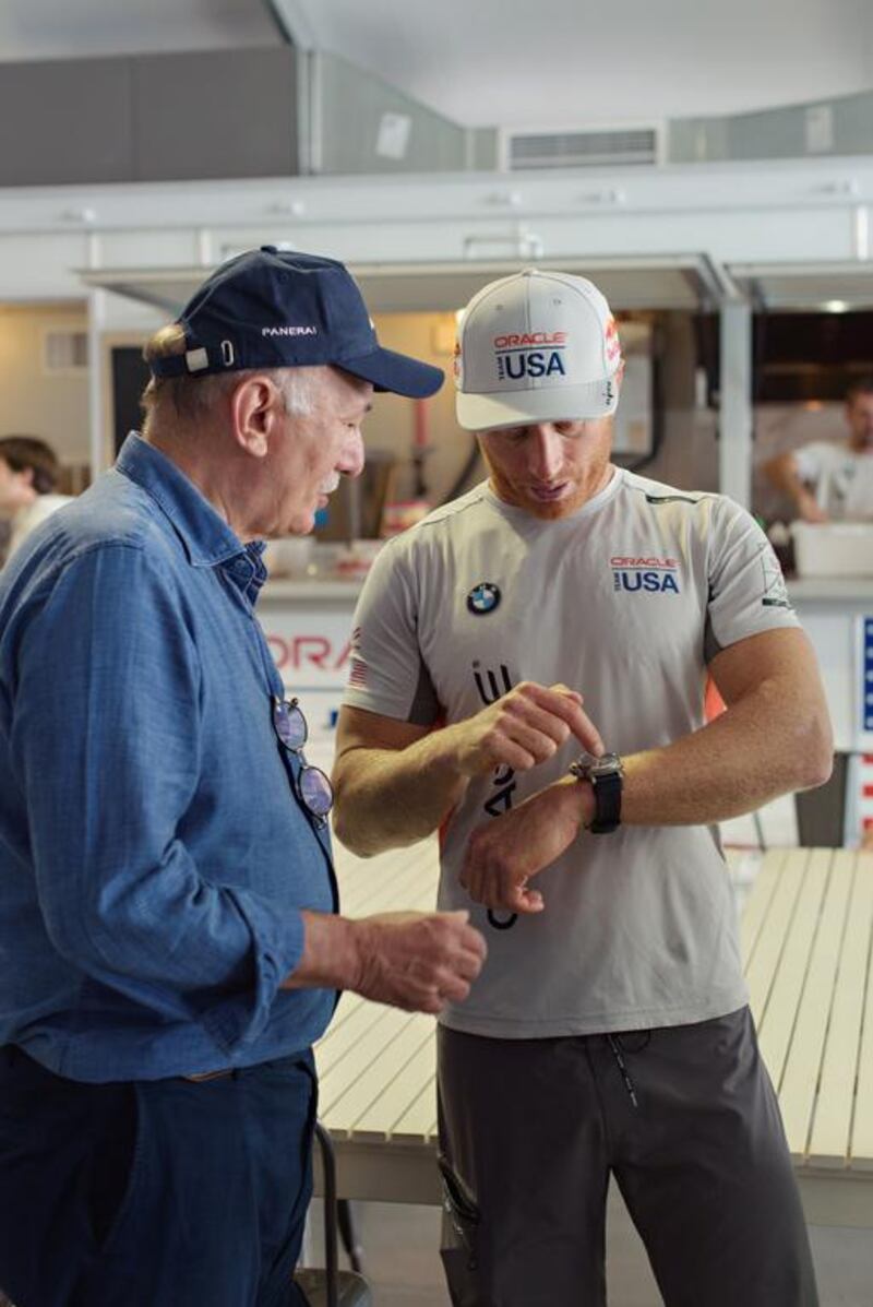 Jimmy Spithill, team skipper and helmsman of Oracle Team USA, looks for versatility in a watch. “For me, a watch that can work in the heat of battle, and work on the shore, and be the same watch — that’s the ultimate watch,” he says. Courtesy of Panerai