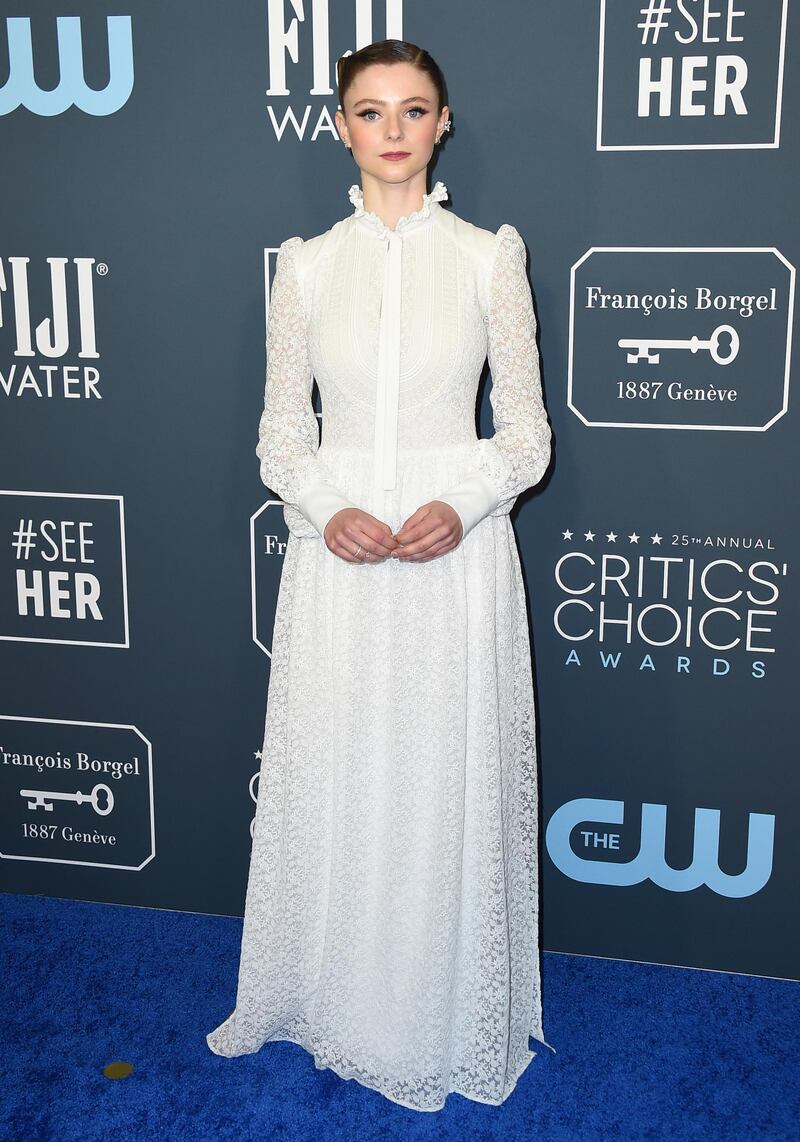 Thomasin McKenzie, wearing Louis Vuitton, arrives at the 25th annual Critics' Choice Awards on Sunday, January 12, 2020. AP