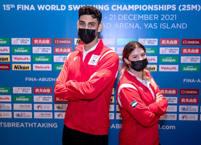 Emirati swimmers, Yousuf Al Matrooshi and Layla Al Khati. Victor Besa / The National