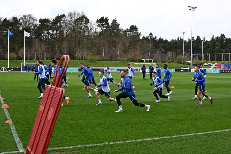 England players during training at St George's Park. AFP