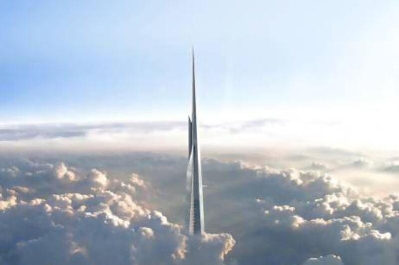 The Kingdom Tower in Saudi Arabia, above, in an artist's rendering, will be the world's tallest building, taller than the Burj Khalifa in Dubai and three times the height of The Shard in London. Courtesy EC Harris / Mace