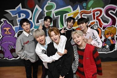 Members of the K-pop boy band Blitzers at a rehearsal studio in Seoul. AFP