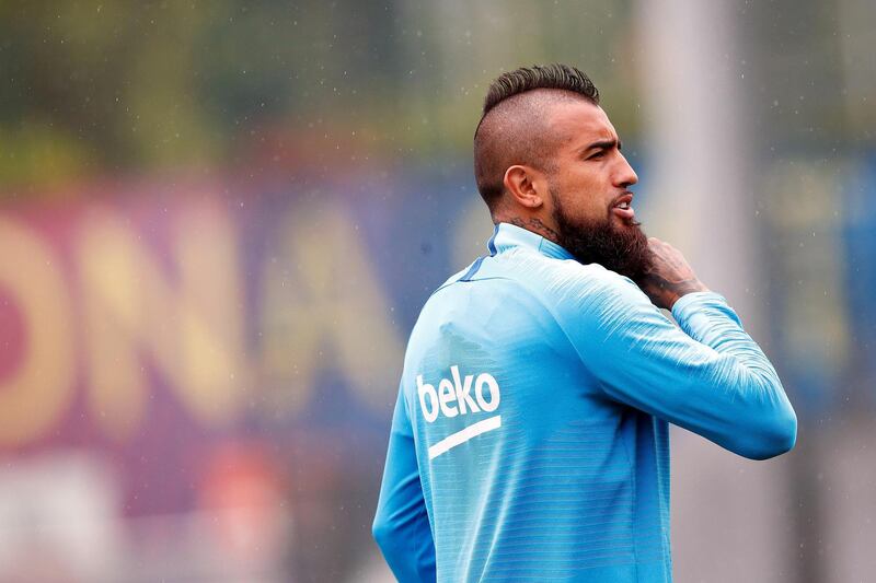 Barcelona's Arturo Vidal during training. EPA