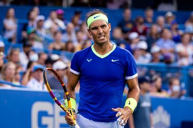 FILE PHOTO: Aug 4, 2021; Washington, DC, USA; Rafael Nadal of Spain reacts during the Citi Open at Rock Creek Park Tennis Center.  Mandatory Credit: Scott Taetsch-USA TODAY Sports /  / File Photo