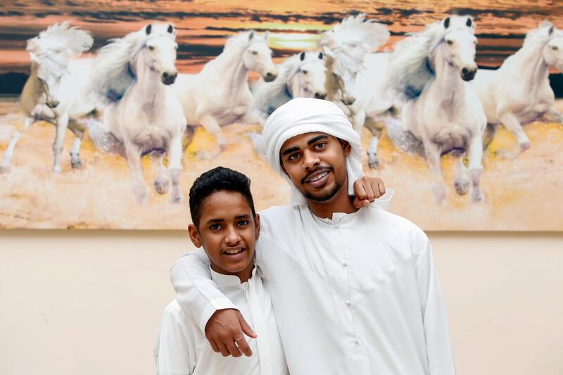 Hamad and Mohammed Al Yahyaee, from Al Ain, both received new hearts at a hospital in India, but Mohammed's body rejected his in recent months. Mohammed, pictured left in July 2017, is critically ill and waiting another transplant. Chris Whiteoak for The National