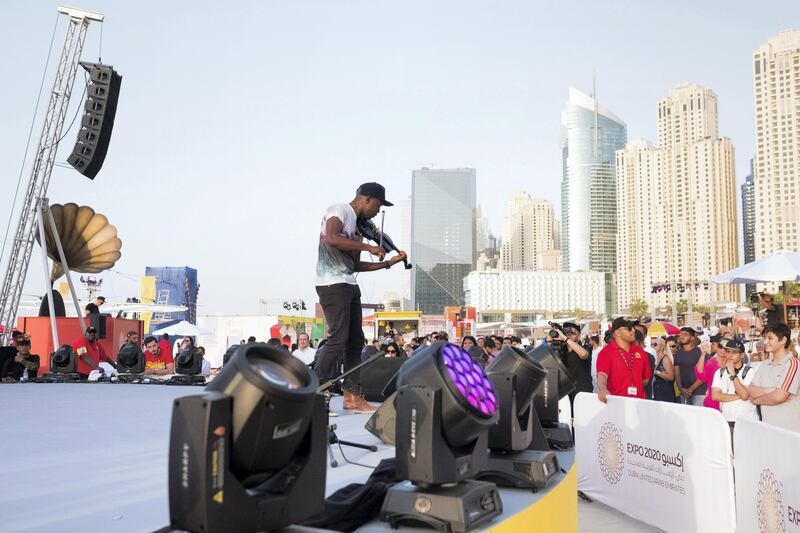 20.11.17. An event in JBR Dubai in preparation for Expo2020. Starting at 4.30 and running until 8.30Pm the event puts on a variety of performances and entertainment.  Anna Nielsen For The National.