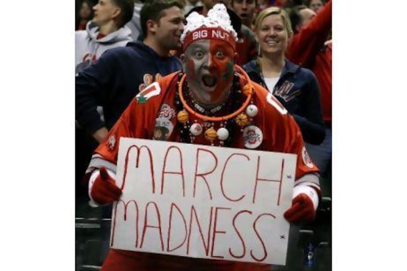 John "Big Nut" Peters, a fan of Ohio State, one of the favourites for the NCAA tournament. Chris Chambers / Getty