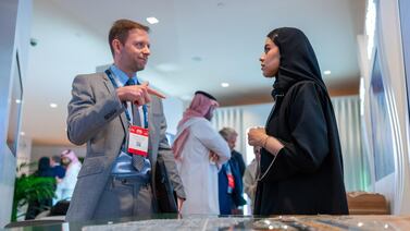 Delegates chat at the Great Futures event in Riyadh.