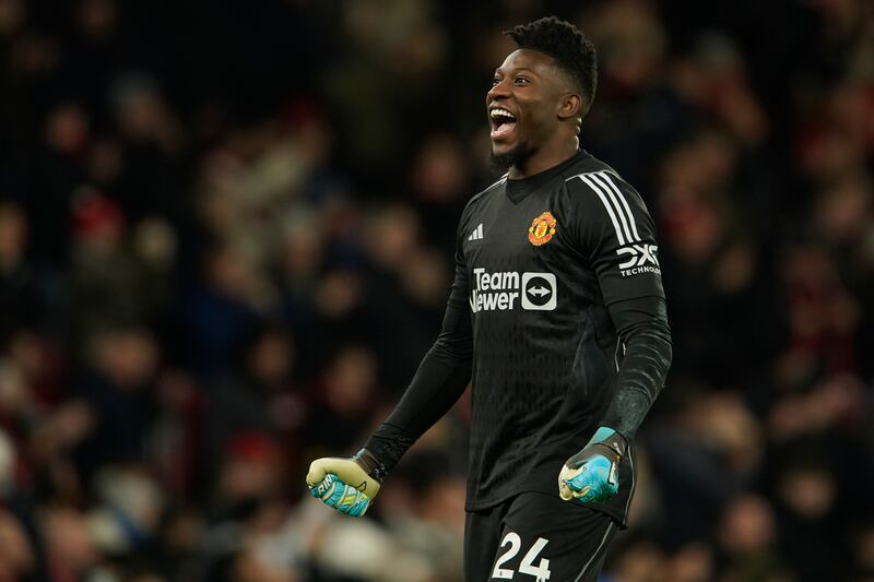 MANCHESTER UNITED RATINGS: Onana. Didn’t come out for Villa’s opening goal and picked the goal out for the second time after 27 minutes. Soft goals. Played long balls over the top and assisted the attack. Top save on 62. Fine ball to Garnacho on 63. AP