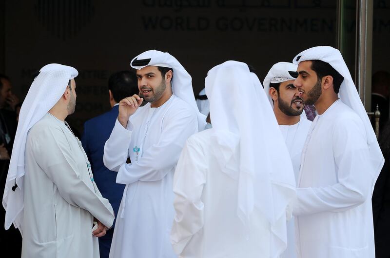 
DUBAI , UNITED ARAB EMIRATES , FEB 11  – 2017 :- Delegates on the first day of World Government Summit 2018 held at Madinat Jumeirah in Dubai. ( Pawan Singh / The National ) For News
