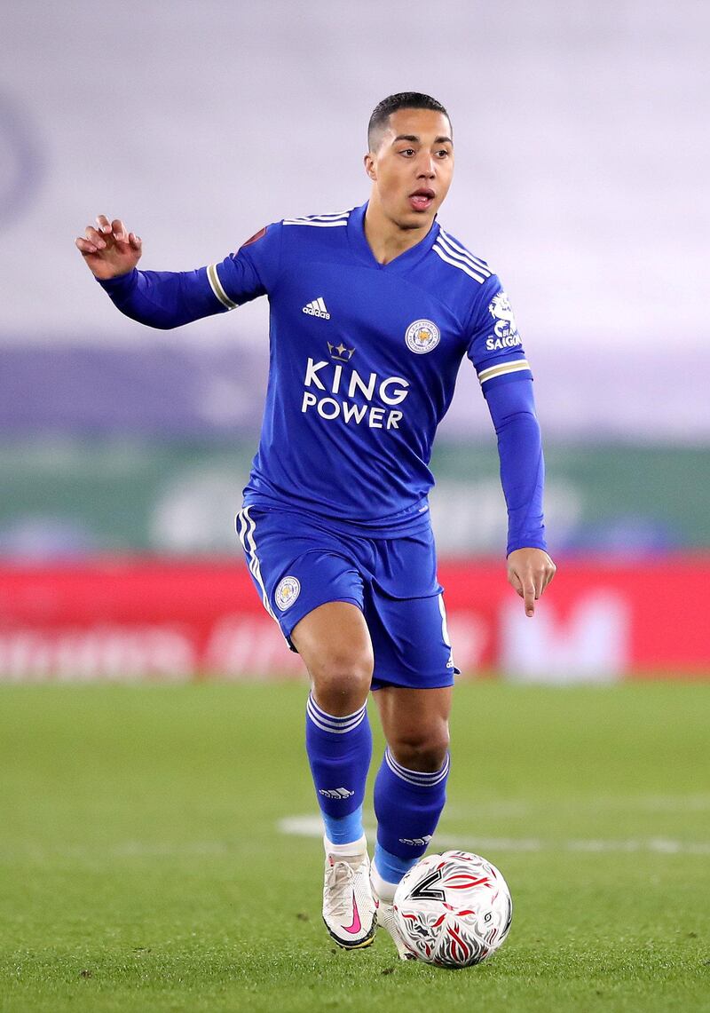 LEICESTER, ENGLAND - FEBRUARY 10: Youri Tielemans of Leicester City during The Emirates FA Cup Fifth Round match between Leicester City and Brighton And Hove Albion at The King Power Stadium on February 10, 2021 in Leicester, England. Sporting stadiums around the UK remain under strict restrictions due to the Coronavirus Pandemic as Government social distancing laws prohibit fans inside venues resulting in games being played behind closed doors. (Photo by Alex Pantling/Getty Images)