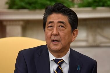 Japanese Prime Minister Shinzo Abe speaks during a meeting with President Donald Trump in the Oval Office of the White House in Washington, Friday, April 26, 2019. AP