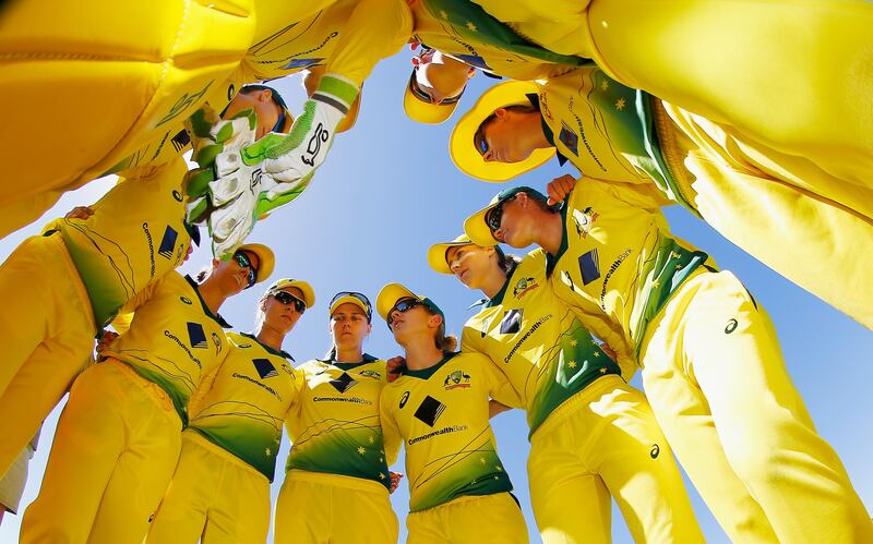 Australia's Rachel Haynes adresses her players during the Women's One Day International between Australia and England at Allan Border Field. Jason O'Brien / Getty Images