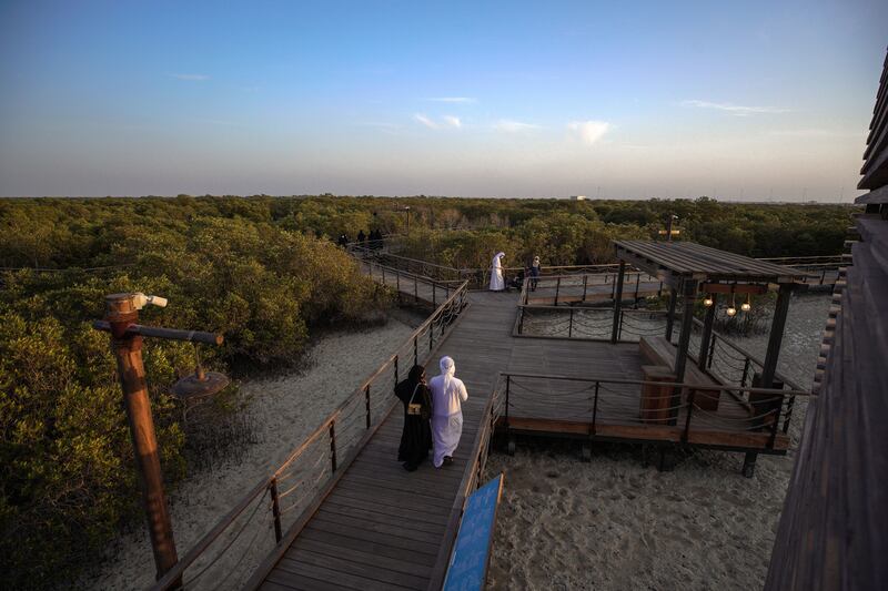 Jubail Mangrove Park on a Monday during dusk. Victor Besa / The National