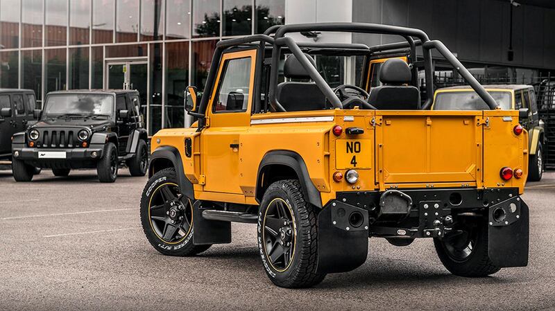 The Land Rover Defender comes with modifications including flared arches and quilted leather sports seats. Kahn Design