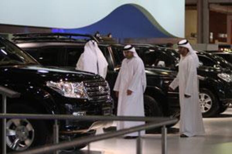 Toyota cars on display during the Dubai International Motor Show last year.