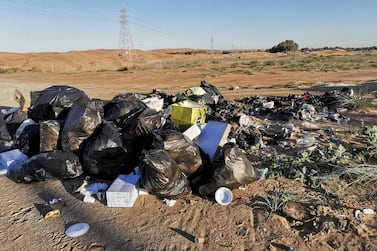 Campers leave bags of litter behind at a site in Ras Al Khaimah's desert. Courtesy Falah Mroish