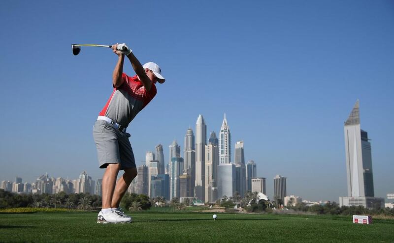 Matthew Fitzpatrick on the eighth tee. Ross Kinnaird / Getty Images